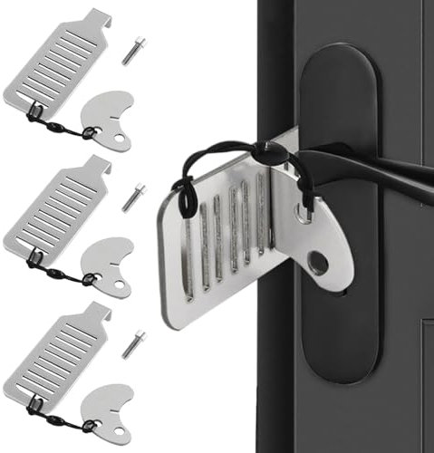 3 Pack Portable Door Lock Stainless Steel Door Jammer Travel Safety Hotel Door Lock for Punch-Free Anti-Theft Hotel School Home Apartment Security Devices Door Self Defense