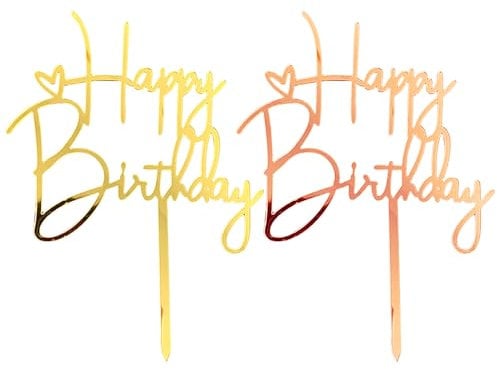 EPCDBBRT 2 Pcs Happy Birthday Cake Toppers, Glitter Happy Birthday Cake Toppers, Kids Birthday Party Decorations, Cake Toppers, Unisex Birthday Party Decorations