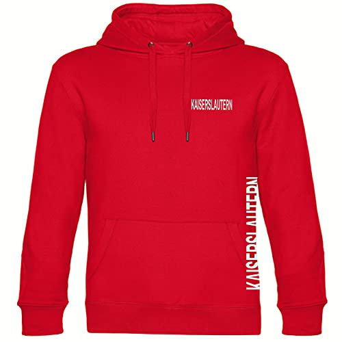 multifanshop Kapuzen Sweatshirt - Kaiserslautern - Brust & Seite - Druck weiß - Hoodie Größe S rot