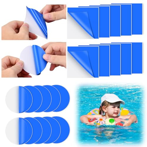 20 Stück Pool Reparaturset Unterwasser, Selbstklebende Reparaturflicken für Pool, Reparaturflicken Pool, für Die Reparatur und Abdichtung Aller Wasserbetten Im Schwimmbad, Quadratisch und Rund