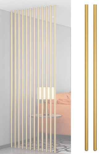 ZXFDMSWJ Goldene Trennwand für Restaurants, dekorativer Paravent, Raumteiler aus Metall ohne Bohren, vom Boden bis zur Decke, 240 220 200 180 150 120 100 80 cm hoch, Raumteilerpfosten für Wohnzimmer