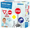alldoro 60231 Verkehrszeichen - 6er Set Verkehrsschilder für Kinder mit befüllbaren Ständern und Clips, zur Verkehrserziehung, 75 cm hoch, Weiß