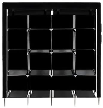 QAUUCP Armario portátil de 67 , Estante de Almacenamiento de Ropa con 12 estantes y 4 Bolsillos Laterales, Armario de Almacenamiento for dormitorios Armario Tela