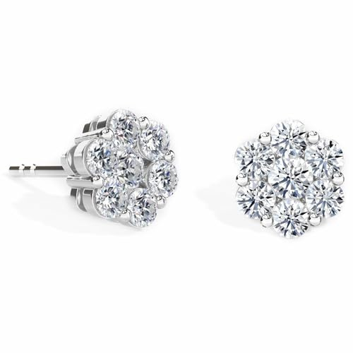 SHOP LC LUXURIANT Diamant Ohrringe – SGL-zertifizierte VS Labor Diamanten, 1 ct, 925 Silber & 750 Gelbgold Vermeil & Platiniert