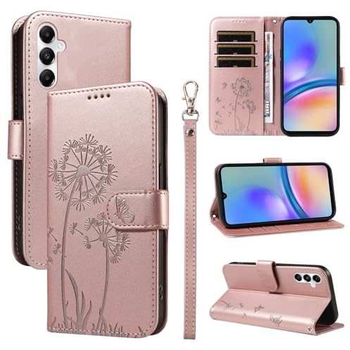 Bravoday Coque pour Samsung Galaxy A05S, Housse en Cuir PU Premium Etui à Rabat Pochette de Portefeuille avec Porte Carte Étui de Protection pour Galaxy A05S, Or Rose