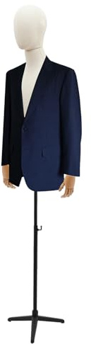 Schneiderpuppe Männlich Schaufensterpuppe Verstellbar (134-193 cm) - Herren Torso mit Dreiecksbasis, Oberkörper Mann, Herrnbüste und Schneiderbüste für Nähen und Ausstellen (Schwarz, M)