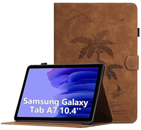 Custodia per Samsung Galaxy Tab A7 10.4 Pollici 2022/2020 SM-T509 / T500 / T505 / T507 Cover in Pelle PU Case Coperchio Multi-Angli Supporto Pieghevole Cover Protettiva con Chiusura Magnetica-Marrone