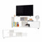 KOMFOTTEU Meuble TV pour Téléviseurs Jusqu'à 55 Pouces, Banc TV à 3 Niveaux avec Armoire à Porte, Table TV avec Pieds réglables, 152 x 38 x 58,5 cm, pour Salon Chambre et Bureau (Blanc)