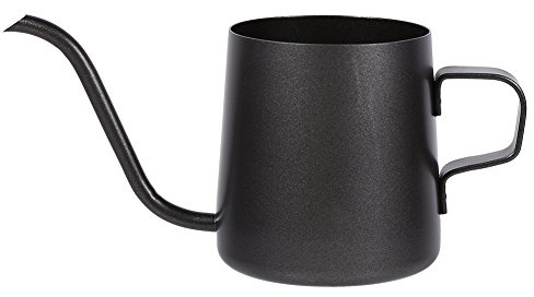 Gooseneck Premium Edelstahl Kaffeekessel, Schwanenhals-Ausguss, Schwarz, 250 ml, Ergonomischer Griff für Präzises Gießen