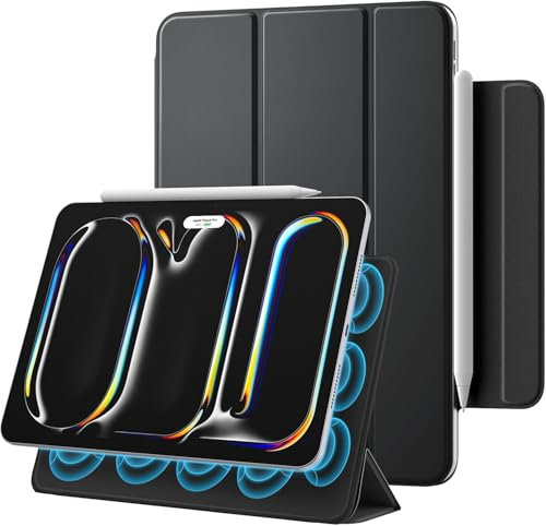 TiMOVO Étui Magnétique Puissant pour iPad Pro 11 Pouces (M4) 2024, Coque Folio Intelligent et Fin avec Auto Sommeil/Réveil & Support Tri-Fold pour iPad Pro 11 Pouces - Noir