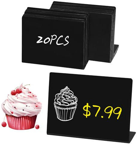 20 Stück Kleine Kreidetafel Schilder A7, Kleine Tafeln zum Beschriften, Buffet Schilder Halter zum Ausstellen für Partys, Hochzeit, Konditoreien