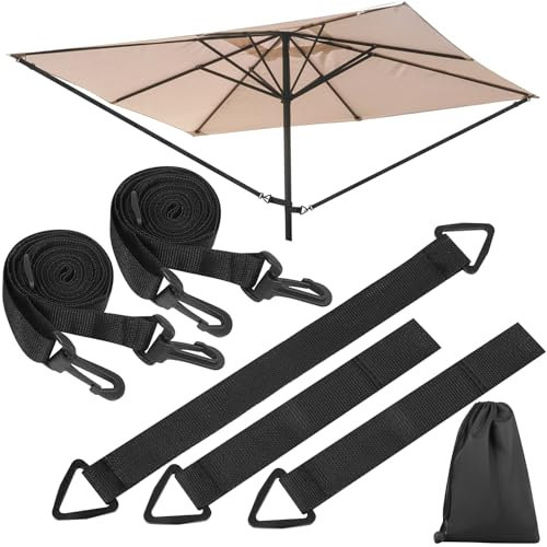 Xujinsongg 5 Piezas Correas de Viento para Sombrillas, Ajustables, Soporte para Sombrilla Resistente al Viento y Clima, Accesorio para Sombrillas de Terraza y Jardín, Incluye Bolsa de Almacenamiento