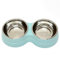 Double gamelle de nourriture pour chat/chien, en acier inoxydable avec design amovible facile à nettoyer, base antidérapante, gamelles pour chiots, chiens de taille moyenne, chats (bleu)