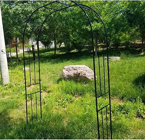 Weatherproof Metal Rose Arch Garden Trellis Gate - 240cm Height 210cm Width 40cm Depth - Solid Outdoor Support for Climbing Plants Black Garden Decor