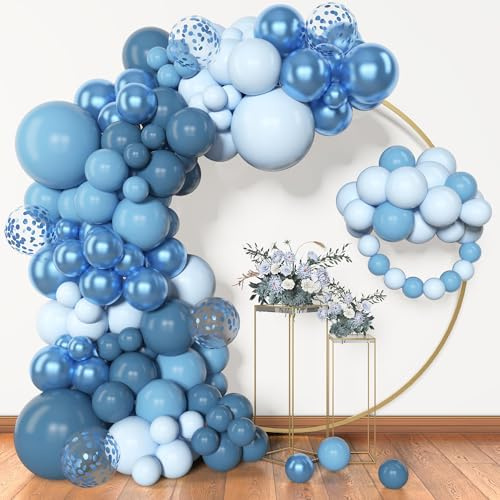 BlueCloudy 153 Stück Luftballons Girlande Blau Bogen Kit Ballongirlande | Luftballongirlande Latexmetallisch Konfetti Blaue Luftballon Ballonbogen für Geburtstag Ozean Themen Party Jahrestag Deko