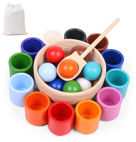 Regenbogen Bälle in Tassen,Montessori Spielzeug 2 3 Jahre,Geschenk