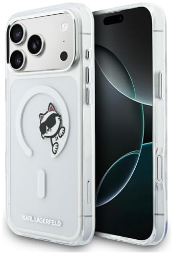 CG MOBILE Karl Lagerfeld IML Guck-Guck-Logo kompatibel mit MagSafe Hülle für iPhone 17 Pro Max (Transparent)