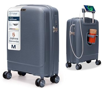 4FLY Leichter Hartschalen-Handgepäckkoffer M – 55×37×20 cm (35L), Kabinenkoffer mit TSA-Schloss, USB-Ladeanschluss, 4 Spinner-Rollen, Aluminium-Teleskopgriff, erfüllt alle Airlines Vorgaben