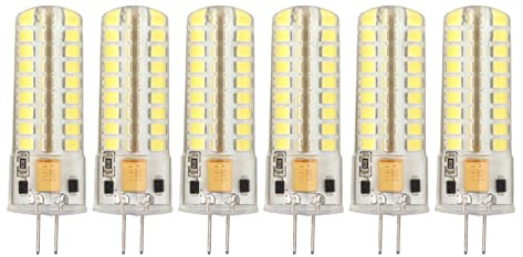 Marhynchus 6 Stück G4 LED-Leuchtmittel, 700 Lm, 7 W, 72 LEDs, 360-Grad-Beleuchtung mit Silikon, G4-Leuchtmittel für Deckenleuchte, Wandleuchte, AC, DC12 V (weißes Licht)
