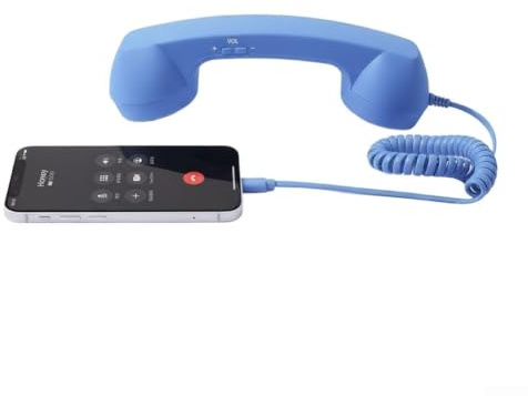 Linhexis Type-C Retro-Telefonhörer, kabelgebunden, Festnetz-Stil-Hörer für mobilen PC, klares Audio, ergonomisches Design (Blau)