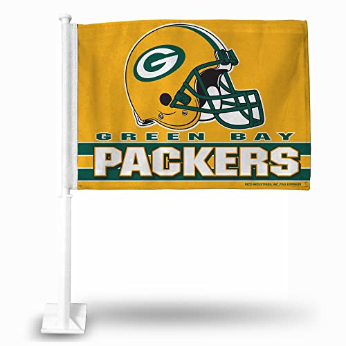 Rico Industries NFL Football Green Bay Packers Yellow Helmet Double Sided Car Flag 40,6 x 49,5 cm