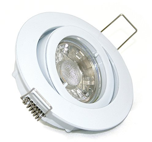 Kamilux 230V LED Einbaustrahler Bajo in weiss, inklusive 5 Watt LED Leuchtmittel GU10 PC in warm-weiss, entspricht 50Watt Lichtleistung
