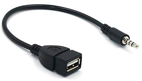 Luckxing Adaptador de audio USB hembra a macho de 3,5 mm, AUX a USB, 18 gramos, color negro, para reproductor de MP3, música de radio