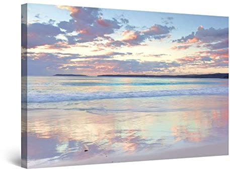 Startonight Bilder Tagtraum Eternity Beach, Leinwandbilder Moderne Kunst, Landschaft Wanddeko Kunstdrucke, Wandbilder Wohnzimmer Groß Wand Bild 80 x 120 cm, Tag Nacht Effekt, Elegante Geschenkidee