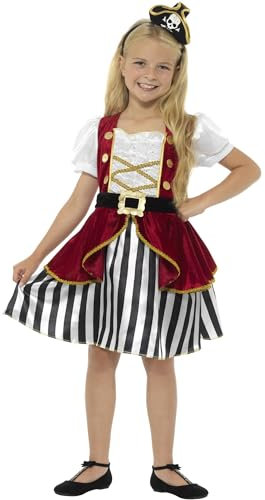 Smiffys Deluxe Piratenbraut-Kostüm, Rot und Schwarz, mit Kleid und Hut