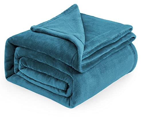 Bedsure, Coperta in pile per letto matrimoniale, Versatile coperta per letto soffice e morbido copriletto, colore verde foglia di tè, 220 x 240 cm