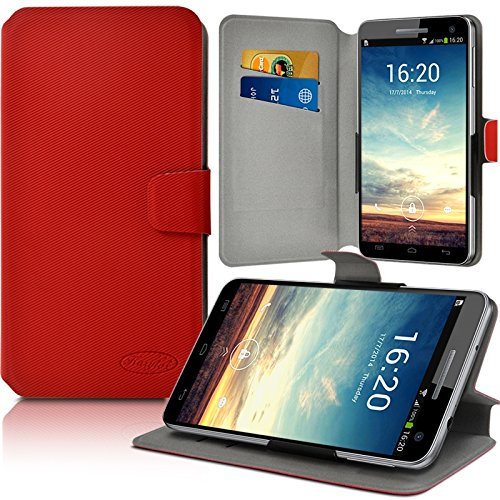 KARYLAX Seluxion - Housse Etui Porte-Carte Support Universel L Couleur Rouge pour Smartphone Alcatel Pop 4-6