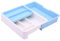 HornTide 3-in-1 Cutlery Tray Expandable Utensils Holder Plastic Kitchen Drawer Organizer for Silverware Storage and More - Blue