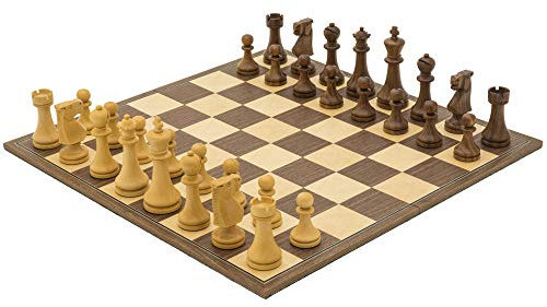 The Pioneer Golden Rosewood and Walnut Folding Chess Set