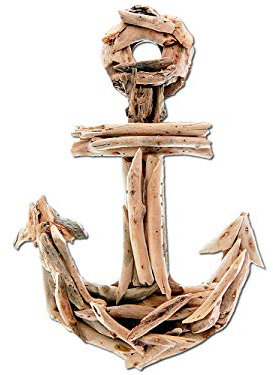 Seestern 1841 Décoration murale en bois flotté Motif ancre 40 cm