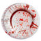 FIESTAS GUIRCA | 6 Assiettes Jetables de Sang (23 cm) - Décoration de Table pour Fêtes d'Halloween Terrifiantes - Idéal pour Événements de Peur - Blanc/Rouge