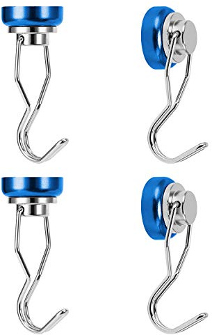 Ant Mag 4 Stück Magnethaken 25mm, Magnetischer Haken aus Neodym Magnet Bunt Drehbar Rostfrei Starke Haftkraft Max. 22kg