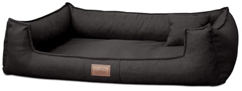 tierlando® Orthopädisches Hundebett Goofy Couture mit Matratzenschoner, waschbarer Bezug aus meliertem Möbelstoff, für mittlere bis sehr große Hunde Größe: 90x75cm | Farbe: 03 Schwarz