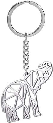 cooltime Edelstahl-Schlüsselanhänger, geometrisch, ausgehöhlt, Tier-Schlüsselanhänger für Unisex, Tierliebhaber, Elefant, Größe M, silber