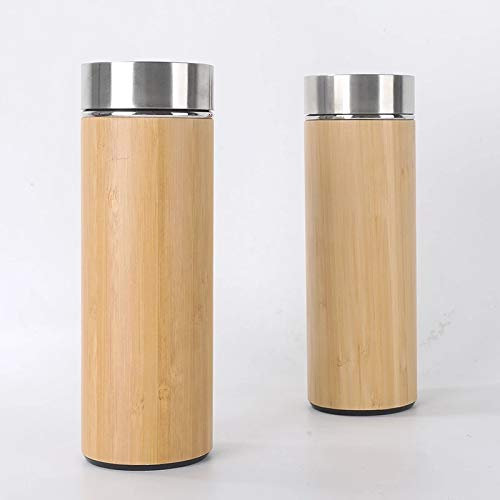 Big Bamboo Cool - Tazza da viaggio in bambù riutilizzabile, di alta qualità, a doppia parete, con colino da caffè in acciaio inox a prova di perdite, 12oz/360ml