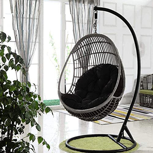 ping bu Strapazierfähiges Rattan-Kissen aus Weidengeflecht, Hängesessel, Matte, Hängesessel, dicke Hängematte, Kissen, stilvoll, rutschfest, Schwarz