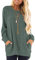 AUSELILY Langarmshirts für Damen Pullover Herbst Rundhals Bluse Lässige Oberteile Damen mit Taschen Waldgrün 2XL