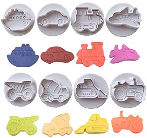 VONUOBEY 8 Stück Backformen Fahrzeug Kuchen Fondant Transport Auto Plunger DIY Dekorieren Werkzeuge