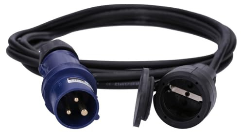 Voxura CEE-Adapterleitung Schutzkontakt-Kupplung CEE-Stecker Schutzkappe Camping Caravan Wohnmobil Wohnwagen Boot Stromkabel Außenbereich 3-polig 230V 16A H07RN-F 3x1,5 IP44 5m