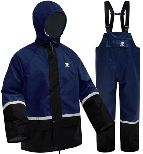 RainRider Rain Suits for Men Women Waterproof Lightweight Rain Gear Durable Oxford Workwear(Navy,S)