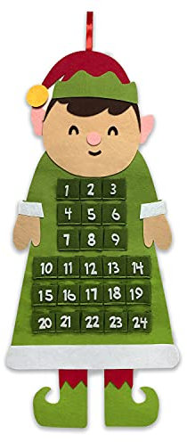 Rocking Party Large Felt Christmas Advent Calendar With Pockets Hanging Decoration (Choose Design) (Elf)