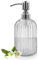 Distributeur de Savon en Verre 304 g avec Pompe en Acier Inoxydable Rechargeable pour Salle de Bain, Cuisine, Plan de Travail, buanderie (Transparent)