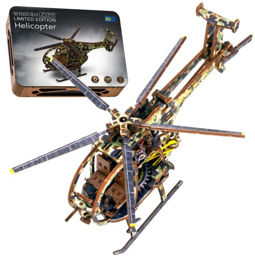 WOODEN.CITY Helicopter Limited Edition - 3D-Holzmodellbaukästen Für Erwachsene Zum Bauen - Flugzeugmodellbaukästen Für Erwachsene & Jugendliche Ab 14 Jahren - 178 Teile