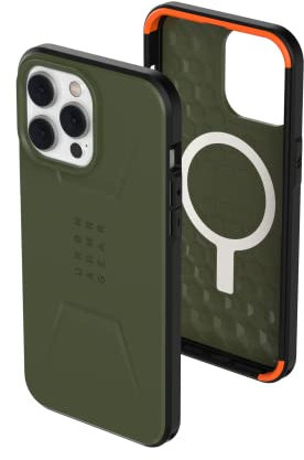 Urban Armor Gear UAG Civilian Case Compatible Apple iPhone 14 Pro MAX [Wireless/Magnetic Charging Compatible, Shock Resistant, Raised Edge] Olive