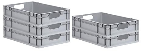 PROREGAL SuperSparSet 5x Eurobox NextGen Economy | Griffe offen |HxBxT 12x40x60cm | 23 Liter | Eurobehälter, Transportbox, Transportbehälter, Stapelbehälter