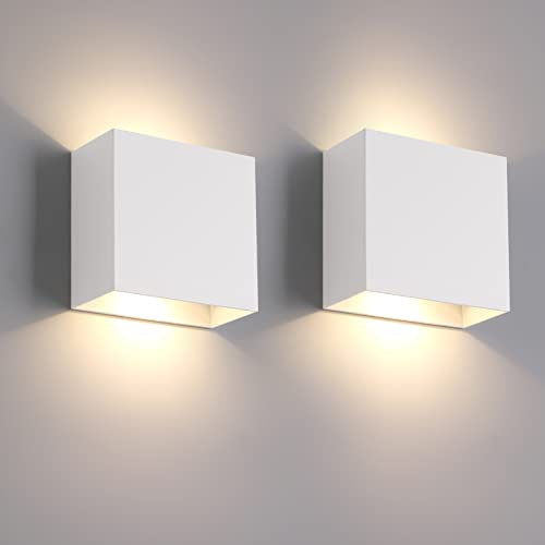 FUPE 2 Pezzi Applique led da parete Interno,12W Applique da parete Interno led,Moderno Up Down Applique da Parete Bianco Caldo,Lampada da Parete Interni 1200LM per soggiorno,camera da letto,corridoio